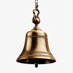 Obraz premium Isolated Bronze Bell with Glossy Bright Finish for Church Decoration on Holly Background