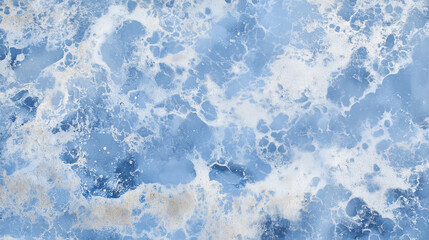 Blue ocean surface with white foam. Sea top view, nautical marine illustration. Nature landscape, travel and vacations. Decorative abstract water landscape with waves