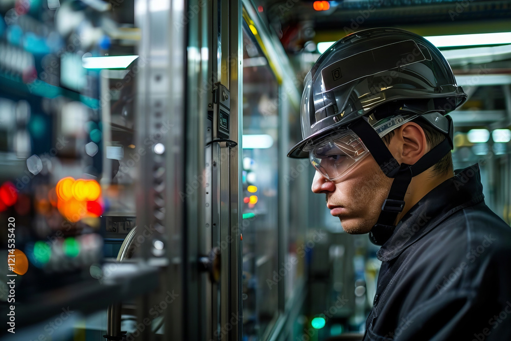 Aufkleber engineer struggling with headache in automated semiconductor assembly line