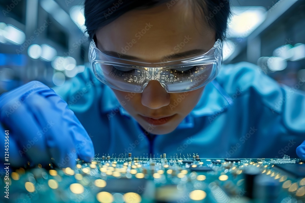 Aufkleber exploring the use of semiconductor microscopy in pcb circuit manufacturing at a chip factory