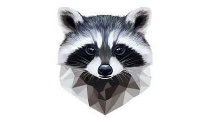 Fototapeta premium Raccoon head, polygon design, artistic illustration, detailed face, potential use in wildlife, nature, and animal illustration
