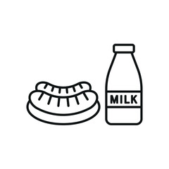 Milk and sausage set food icon vector basic design