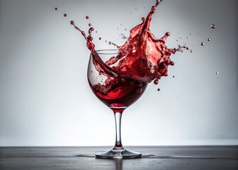 Panoramic Splashing Red Wine on White Background - High-Resolution Stock Photo