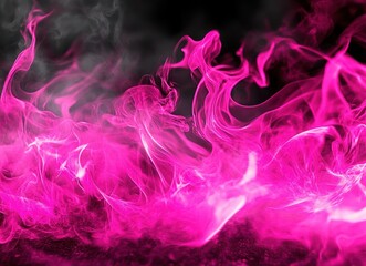 Obraz premium Abstract pink smoke and flames on black background for design and advertising purpose