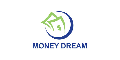logo design dream money,finance,moon,night,invest,simple,symbol,icon,idea,creative.