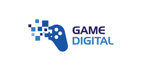 logo design joystick,control,game,digital,pixels,technology modern,simple,symbol,icon,idea,creative. © Mas_W
