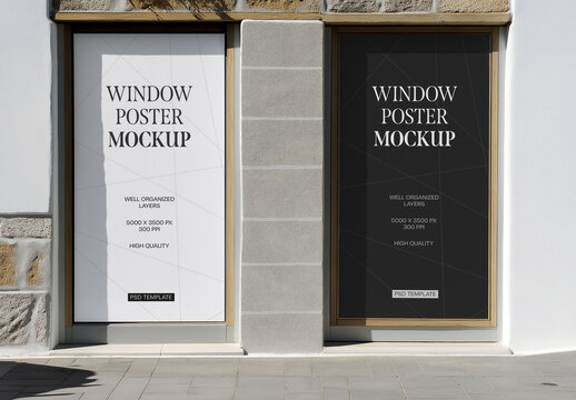 Window Poster Mockup for Advertising and Marketing Campaigns