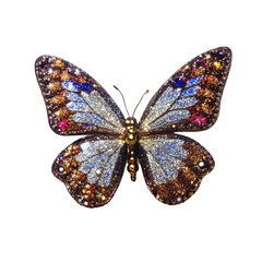 Sparkling Glitter Butterfly with Brown and Silver Wings
