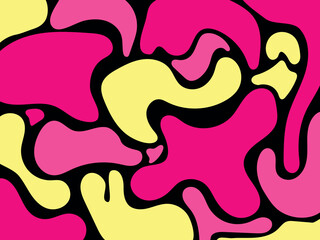 Abstract multicolor blob illustration background. Trendy minimal vector design for presentations, banners, posters and flyers. Colors: pink, yellow and black.