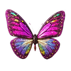 Sparkling Purple Butterfly with Rainbow Glitter Wings