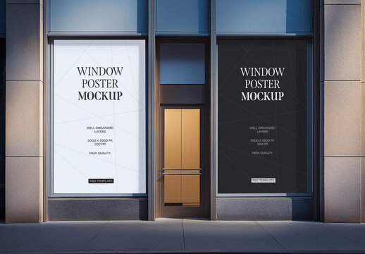Window Poster Mockup for Advertising and Marketing Campaigns