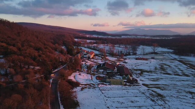 Sunset view near Capracotta in Molise, Italy