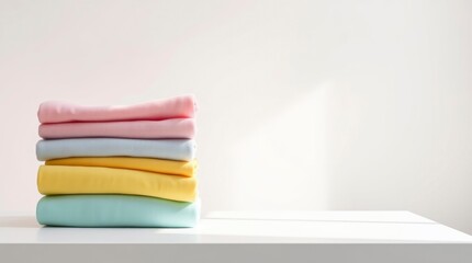 Pastel Fabric Stack: A Soft, Minimalist Textile Arrangement