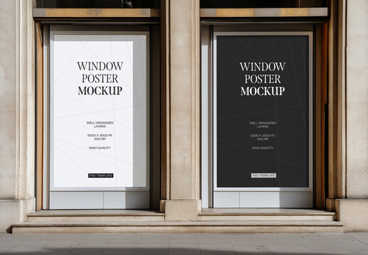 Window Poster Mockup for Advertising and Marketing Campaigns