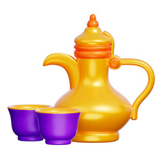 Ramadan Tea Pot, Ramadan Kareem, Islamic, Eid Mubarak, 3d rendering.