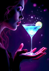 cocktail happy hour, Disco party poster ladies night. Womens day party