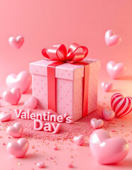 Illustration Valentine's Day background by Pink color papercutting Style, poster sale promotion with text space