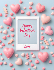 valentine frame, with 3d heart shape