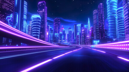 Fototapeta premium Futuristic city night view