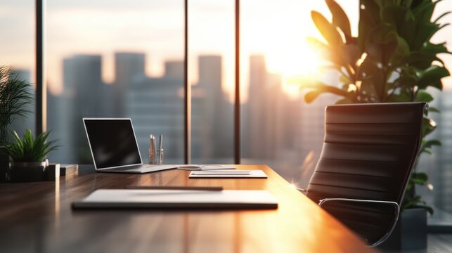 Stylish workspace with desktop computer, office supplies, houseplant and books at office. desk work concept. Copy space