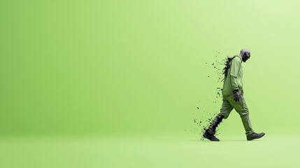 Fototapeta premium Abstract Figure Walking into the Void