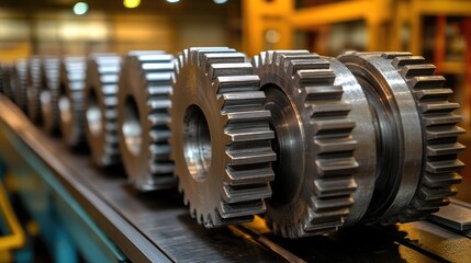 Fototapeta premium Factory Gears Conveyor Precision Manufacturing Industry