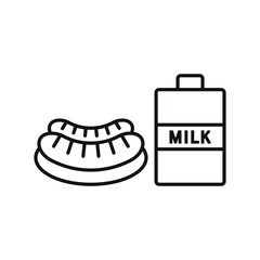 Milk and sausage set food icon vector basic design