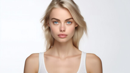 Beautiful woman with blonde hair and blue eyes