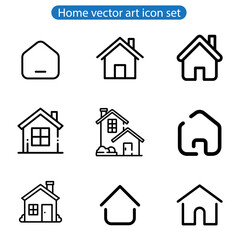 Web home vector art icon set for apps and websites. Collection home icons. House symbol illustration on white background.

