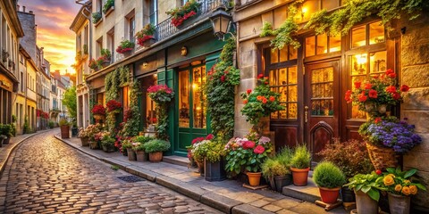Naklejka premium Parisian Street Scene: Charming Boutique Shopfront on Rue de Paris