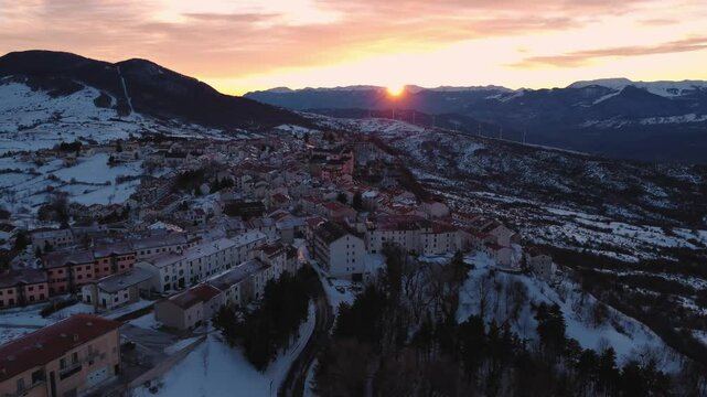 Panoramic view of the village of Capracotta in Molise, Italy.