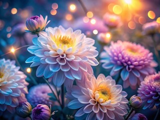 Obraz premium Pastel Floral Night Photography: Delicate Flower Pattern on White Background