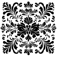 Fototapeta premium Ornate symmetrical floral design, decorative pattern, use in textile design