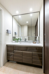 三面鏡・チャイルドミラー付き洗面化粧台、洗面室