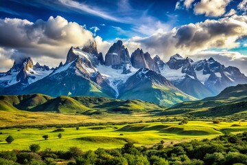 Patagonia Chile: Majestic Andes Mountains & Verdant Pastureland