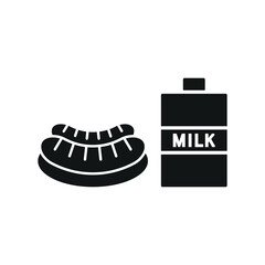 Milk and sausage set food icon vector basic design