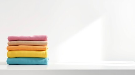 Soft Pastel T-Shirt Stack: A Minimalist Clothing Still Life