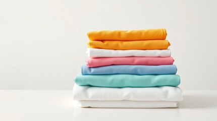 Neatly Stacked Pastel T-shirts: A Minimalist Clothing Still Life