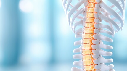 Fototapeta premium Human Spine Anatomy Model With Luminous Intervertebral Discs