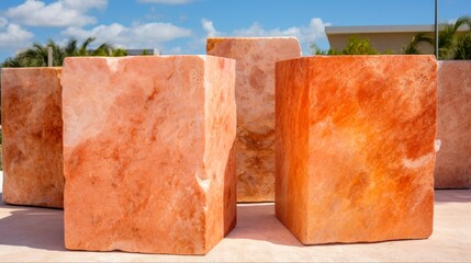 Smooth Polished Coral Stone Block Background for Florida Tropical Architecture