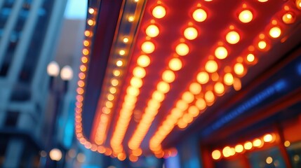 Vibrant Theater Lights Illuminate Urban Nightscape