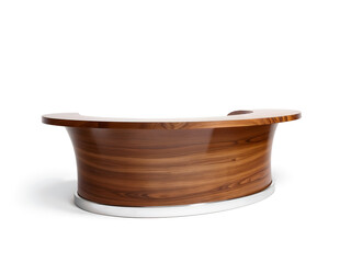 Wooden oval table with smooth finish and modern design for interior spaces isolated on white background. Generative AI