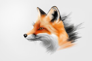 Obraz premium Vibrant Digital Art of a Fox Head with Striking Features and Colorful Fur Texture