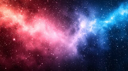 Obraz premium Vibrant nebula with red and blue cosmic clouds, stars, and dust.