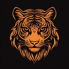 Fototapeta premium Orange Tiger Head Graphic Design, Suitable for Logo or Print