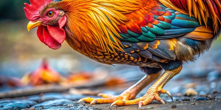 Powerful Rooster Legs: Close-up of Scaled Claws and Strong Legs
