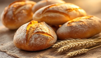 Golden Crusty Bread Rolls with Wheat