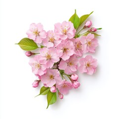 Obraz premium Beautiful Pink Cherry Blossom Arrangement on White Background