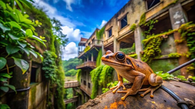 Puerto Rico Coqui Frog in Lush Rainforest - Urban Exploration Photography