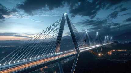 Fototapeta premium A futuristic bridge of light connecting AI innovation and ethical governance.